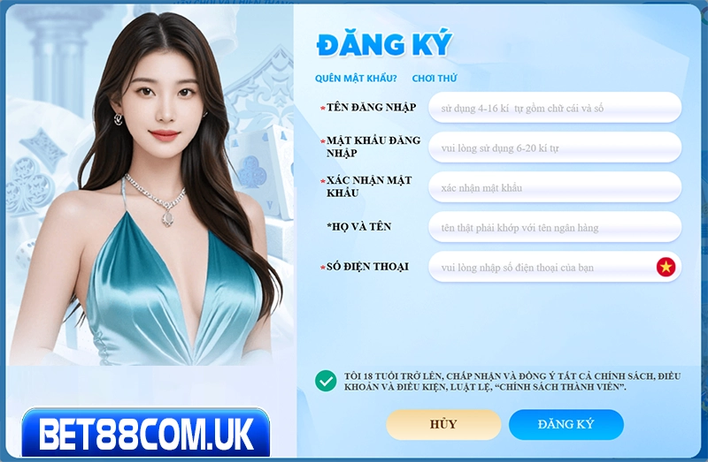 Hướng dẫn nhanh thao tác tạo tài khoản nhà cái Bet88